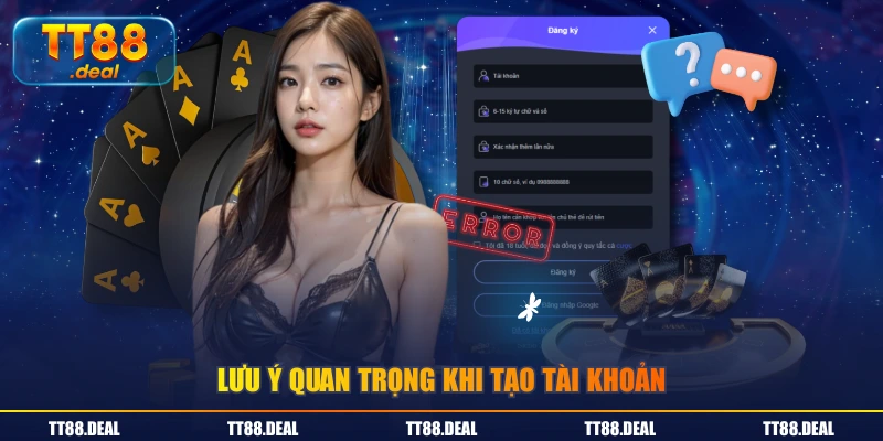 Lưu ý quan trọng khi tạo tài khoản